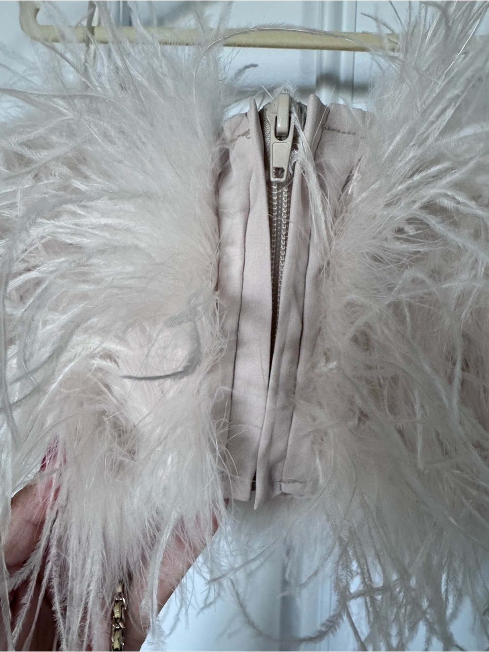 Lamarque Blush Feather-Trim Crop Top - Picture 3 of 4
